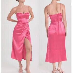 Reformation Womens  Marguerite Silk Dress Flambe Pink Size 10